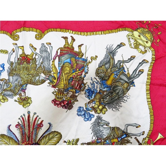 Hermes Red and Gold Scarf - Picture 3 of 14